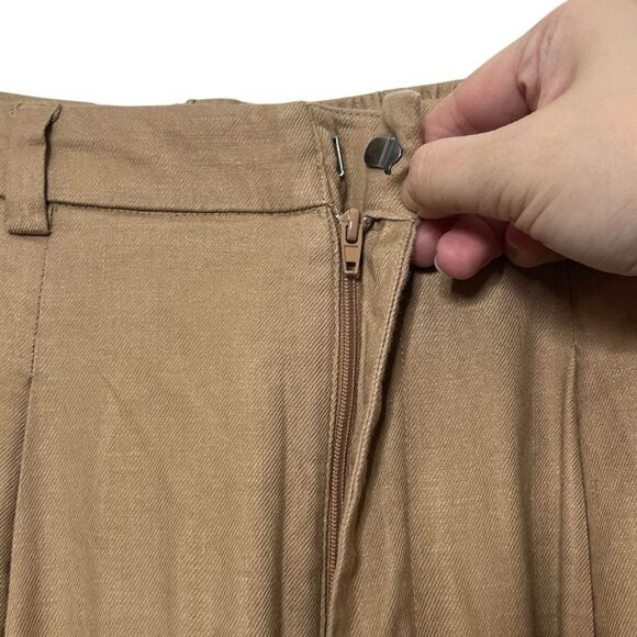 Anthropologie Maeve Avery Trousers Women’s Medium Tan Wide Leg Linen Blend - Picture 9 of 13